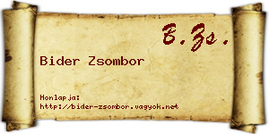 Bider Zsombor névjegykártya